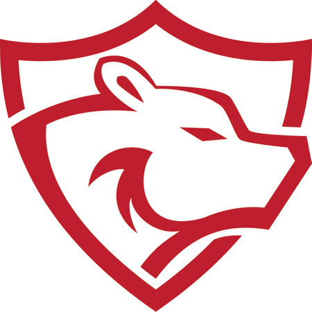 vector image of bear logo with shieldのイラスト素材