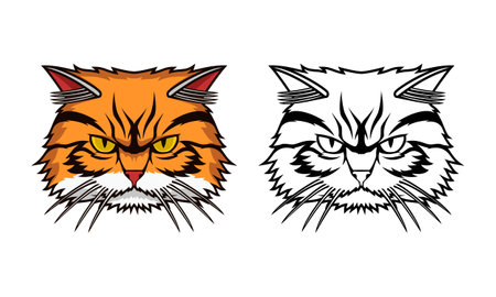 Cat face and head with big eyes. Vector illustration for your designのイラスト素材