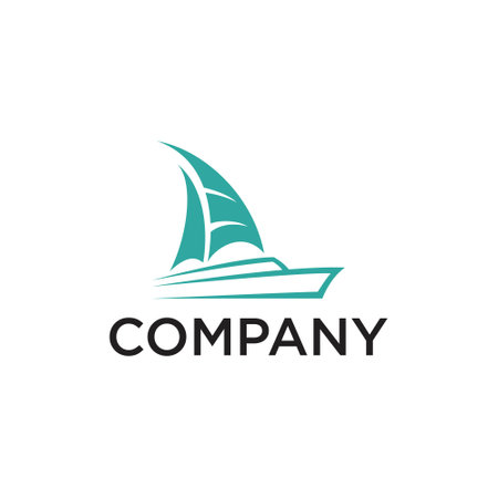 logo featuring a stylized teal sailboatのイラスト素材