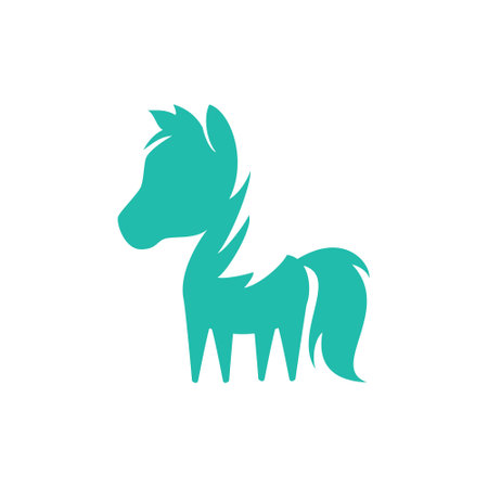 A stylized, turquoise silhouette of a horse with a simplified and modern design.のイラスト素材