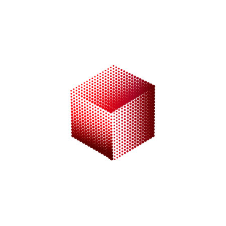 Abstract geometric cube logo design made of dots patternのイラスト素材