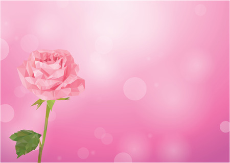 polygon geometric flower, vector illustration. Beautiful pink rose in low poly style.の写真素材