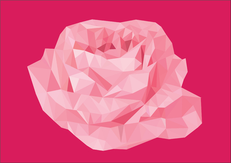 polygon geometric flower, vector illustration. Beautiful pink rose in low poly style.の写真素材
