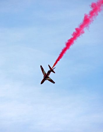 A Red Arrow RAF Airforce aerobatic, formation flying jet aeroplaneの写真素材