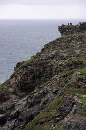 Beautiful coast view of cliffs and the English Channel in Cornwall, UKの写真素材