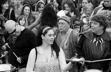 Hastings UK, May 4th 2009, Musicians and dancers at Jack In The Green Pagan Festivalのeditorial素材