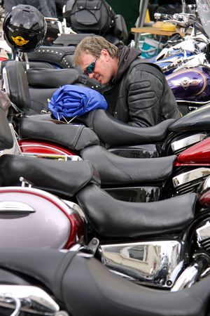 Hastings UK, May 3rd 2010, motorbikes at the Annual May Day Weekend Biker meet-up, Hastings Seafrontのeditorial素材