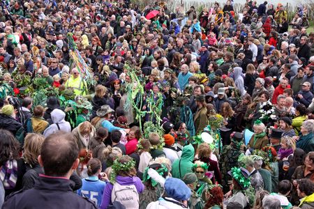 Hastings UK, May 3rd 2010, the crowd at Jack In The Green Festival, May Day Weekend, Hastings Castleのeditorial素材