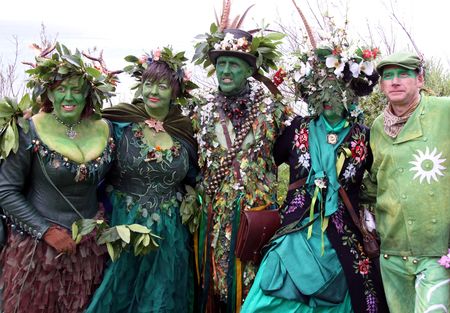 Hastings UK, May 3rd 2010: people in costume at Jack In The Green Festival, May Day Weekend, Hastings Castleのeditorial素材