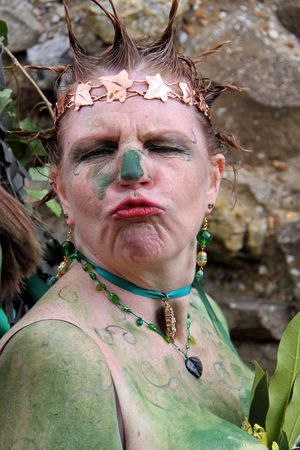Hastings UK, May 3rd 2010: a costumed woman at Jack In The Green Festival, May Day Weekend, Hastings Castleのeditorial素材