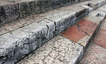 The Arena colosseum, Verona, Veneto, Italy, May 22nd, 2010 ancient rock steps showing cracked stone and detailのeditorial素材