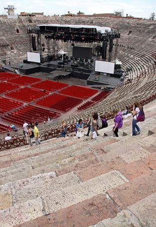 The Arena colosseum, Verona, Veneto, Italy, May 22nd, 2010, built by the ancient Roman Empireのeditorial素材
