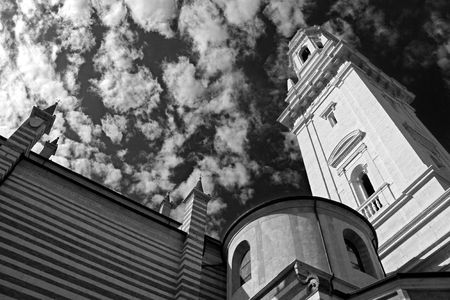 The Duomo church bell tower in Verona, Italyの写真素材
