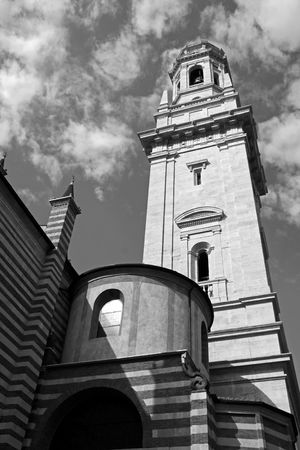 The Duomo church bell tower in Verona, Italyの写真素材