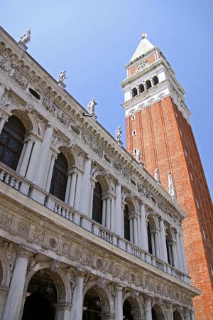 Venice, Italy, 21/5/10 The Loggetta of Campanile di San Marco by Jacopo Sansovino at St Mark's Squareのeditorial素材