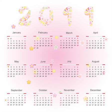 calendar of  the year 2011のイラスト素材