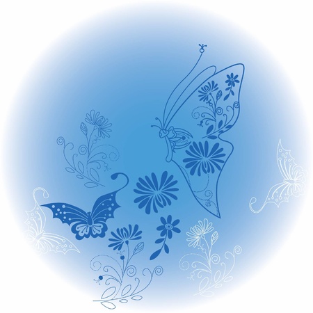 Butterfly and flowerのイラスト素材