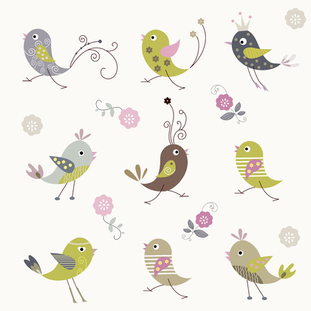 Cartoon bird background designのイラスト素材