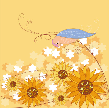 autumn sunflower cardのイラスト素材