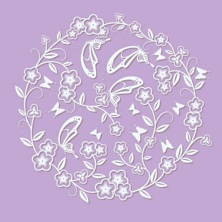 Cutting flower and butterfly cardのイラスト素材