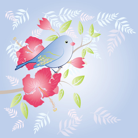 bird and flowerのイラスト素材