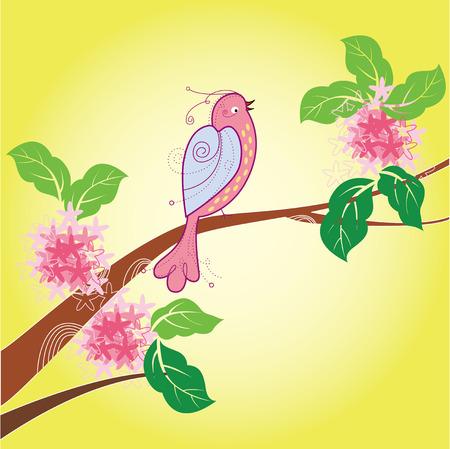 bird and flowerのイラスト素材