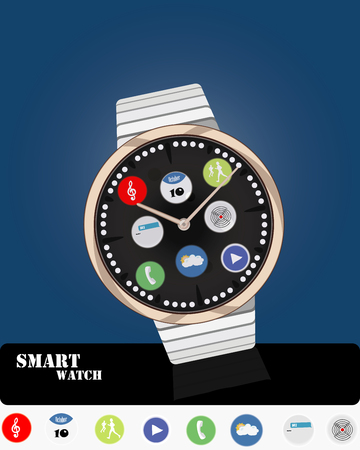Realistic illustration of smart electronic intelligence watch. Watch illustration.のイラスト素材