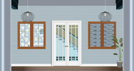 Illustration of the entrance door of a country house in the interior. Illustration homeのイラスト素材