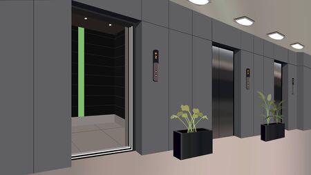 Illustration of an interior of a floor of an apartment house.のイラスト素材