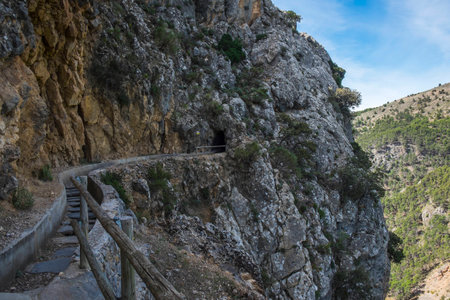 Hidroelectrica hiking path in the Sierra Nevada mointainsの写真素材