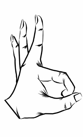 Ok hand sign line art vectorのイラスト素材