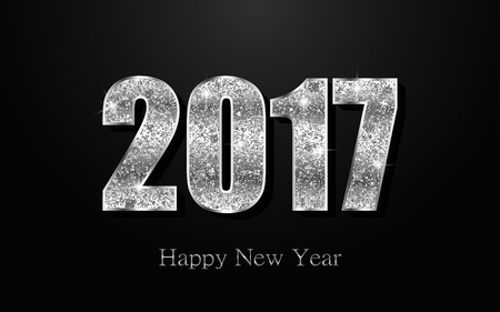 Happy New Year 2017. Background with silver sparkling texture. Vector Illustrationのイラスト素材