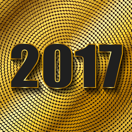 Happy New Year 2017. Background with gold sparkling texture. Vector Illustrationのイラスト素材