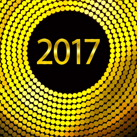 Happy New Year 2017. Background with gold sparkling texture. Vector Illustrationのイラスト素材