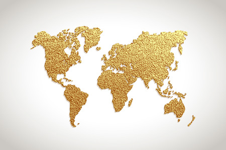 Creative gold map of the world. Vector illustration. .のイラスト素材