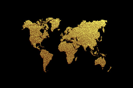 Creative gold map of the world. Vector illustration. .のイラスト素材