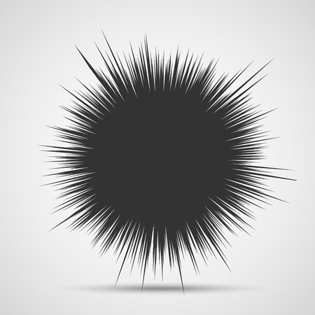 Light rays. Comic book black and white radial lines background. Rectangle fight stamp for card. Manga or anime speed graphic. Explosion vector illustration. Sun ray or star burst elementのイラスト素材