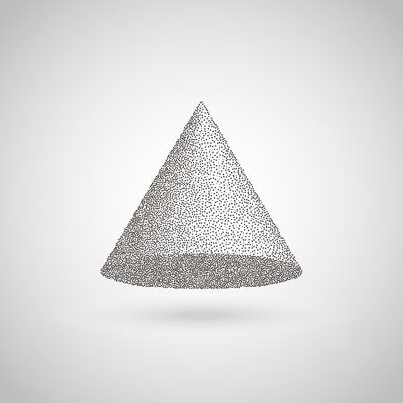 Geometric figure of points. Dot semitone geometric figure. Halftone vector illustration. 3D taper, coneのイラスト素材