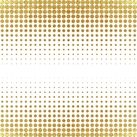 Gold, glitter abstract background. Cool pattern. Patina golden elements. . Halftone sparkles on white background. Creative invitation for new year, wedding, birthday. Trendy modern vector illustration.のイラスト素材