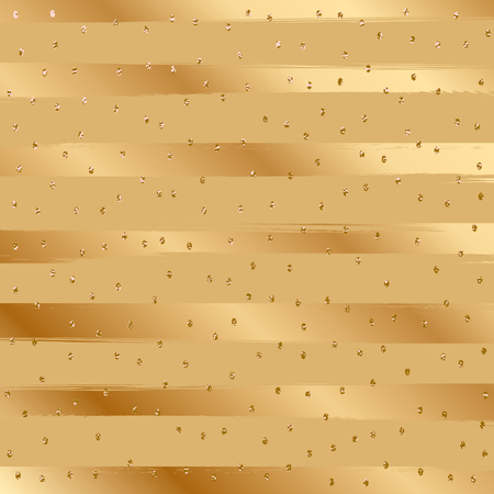 Glitter stripes pattern. Gold llines. Golden dots. Vector patternのイラスト素材