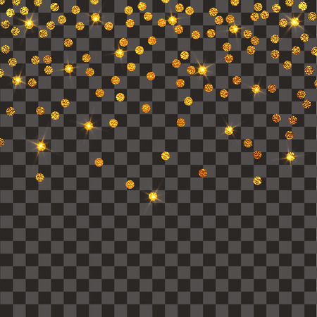 Festive explosion of confetti. Gold glitter background. Golden vector illustration .のイラスト素材