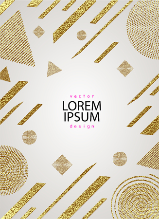 Abstract gold glitter geometric vector background. Trendy modern and stylish minimal design for poster, cover, card, broshure, banner. Cool pattern.のイラスト素材