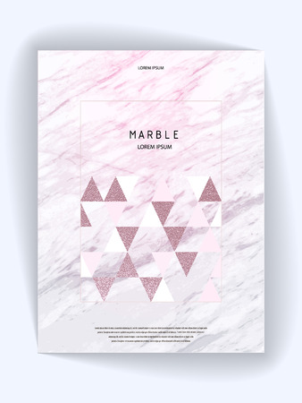 Marmoreal, rock shape . Marble texture. Geometric shapes. Rose polygonal frame. Vector illustration for design, business print, poster, card, Invitation, Party, Birthday Wedding Save the date Valentines day. Gold pink triangles backgroundのイラスト素材