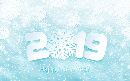Vector Happy New Year 2019 background with paper cuttingsの写真素材