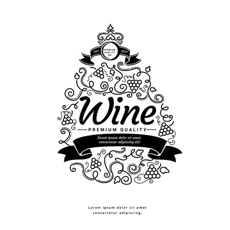wine label. retro pattern vector illustration.のイラスト素材