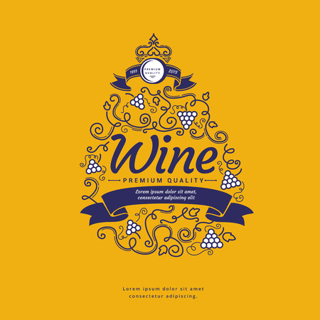 wine label. retro pattern vector illustration.のイラスト素材