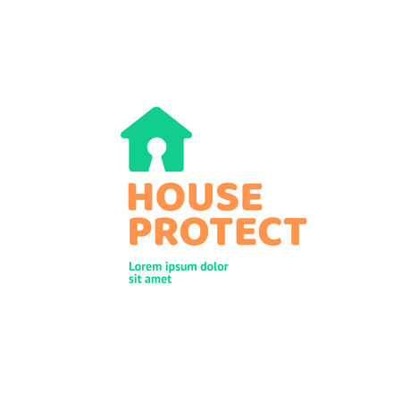 Illustration design of logotype flat simple house securityのイラスト素材