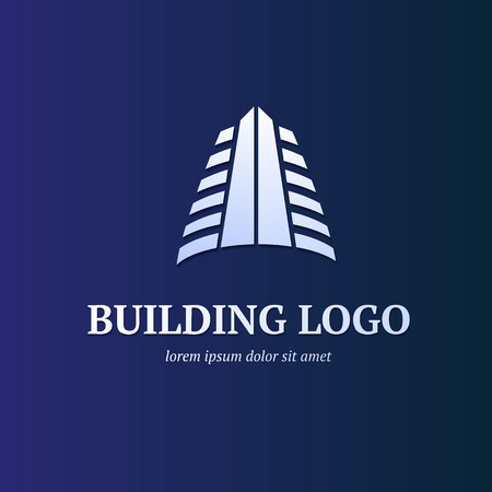 Logo design building vector template flat simple skyscraper, business center, hotelのイラスト素材