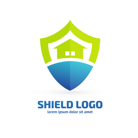 Illustration design of logotype business protection, home insurance flat symbol.のイラスト素材