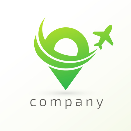Illustration design airplane with map marker flat icon.のイラスト素材